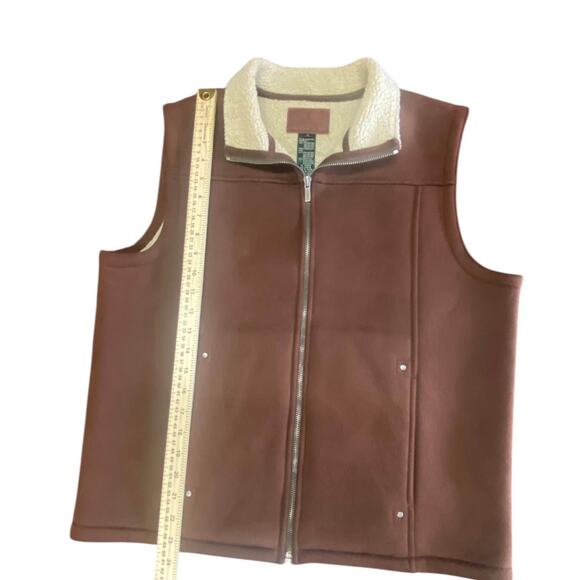 Lauren Ralph Lauren Brown Fleece-Lined Zip Vest Size L Sherpa Collar Workwear - Picture 5 of 8